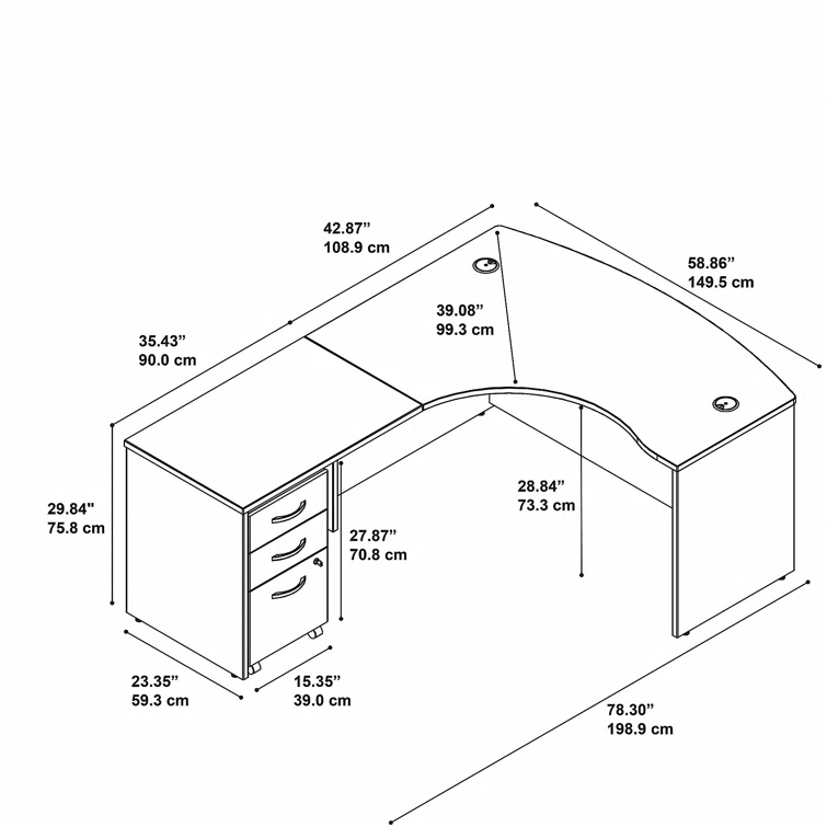 Series C L Shaped Desk with Mobile File Cabinet