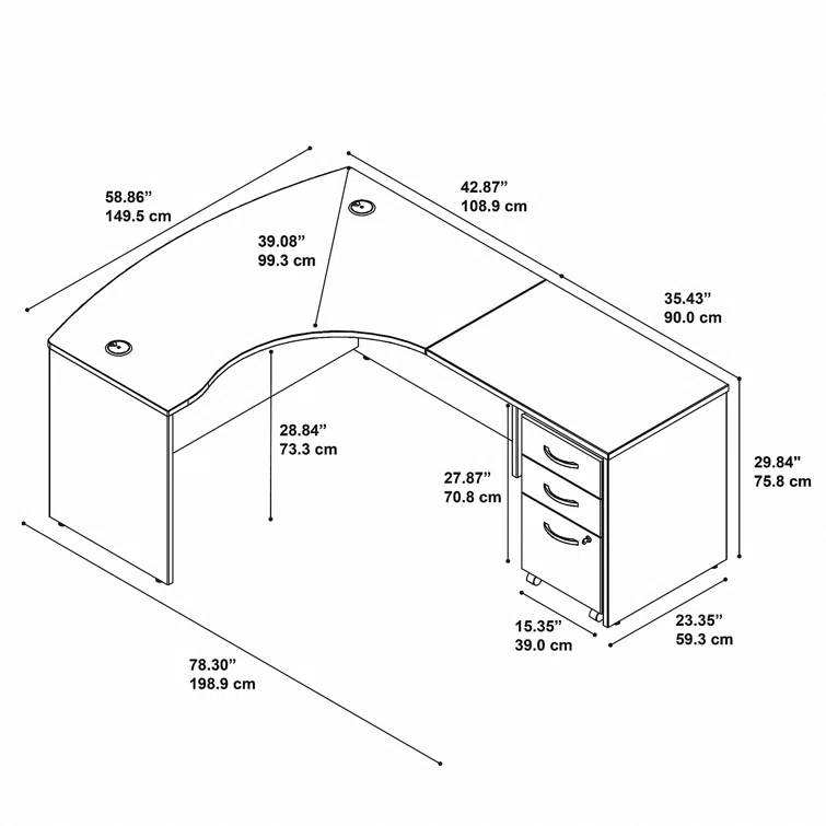 Series C L Shaped Desk with Mobile File Cabinet