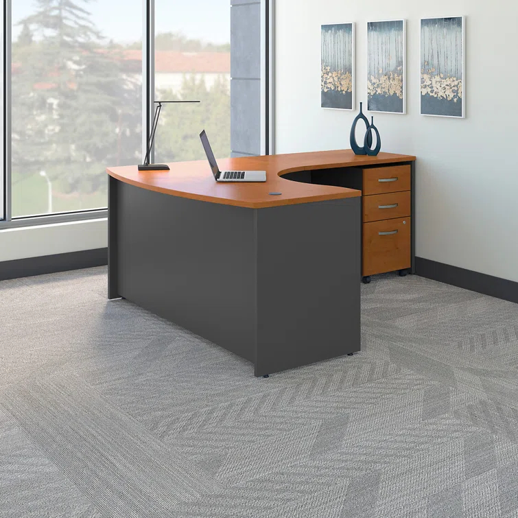 Series C L Shaped Desk with Mobile File Cabinet