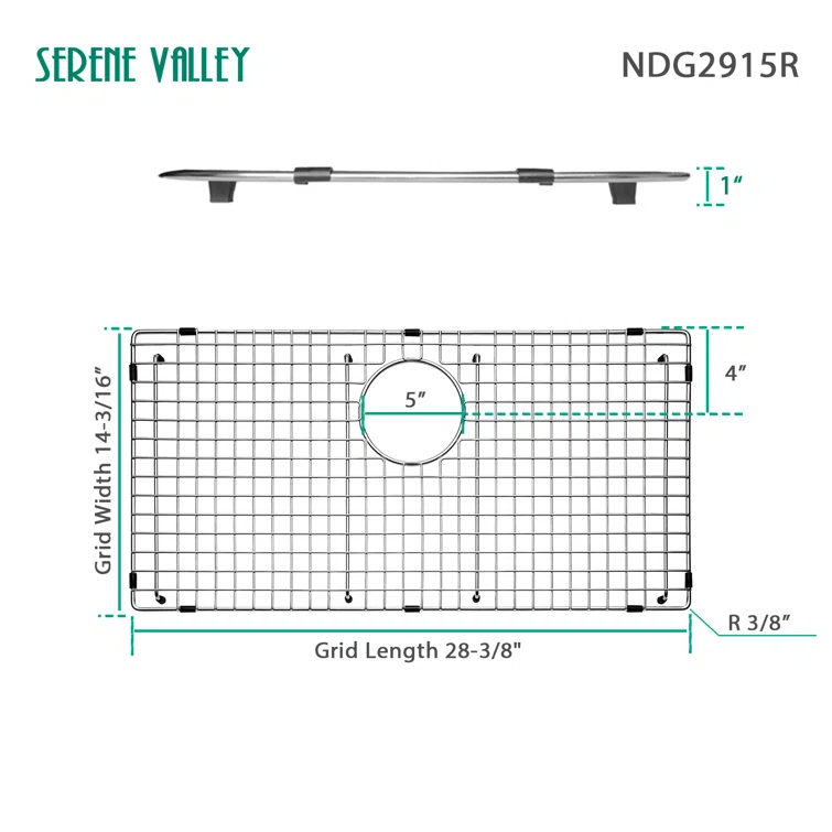 28.39-in x 14.17-in Rear Drain Heavy-Duty Stainless Steel Sink Grid