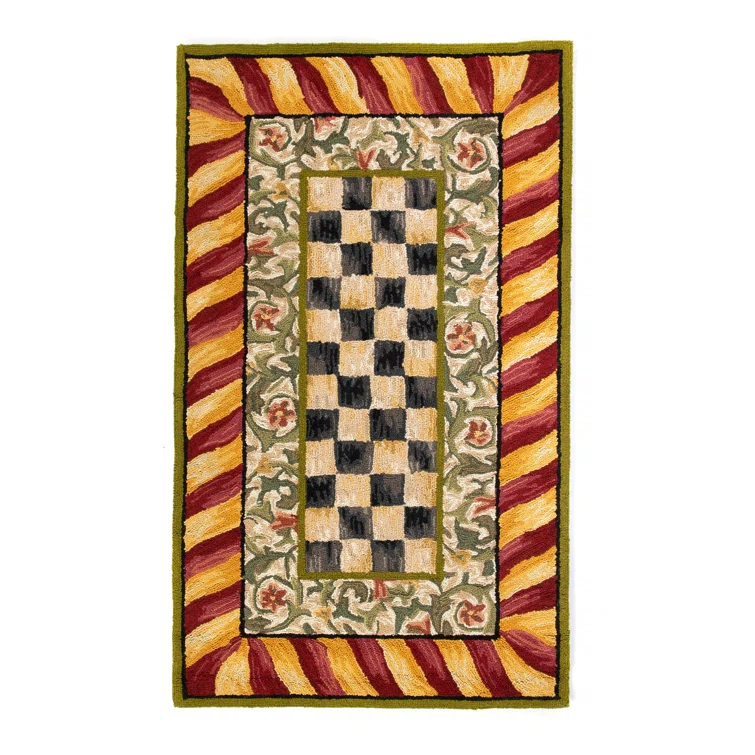 MacKenzie-Childs Courtly Check® Red & Gold Rug