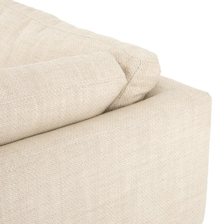 Everly Cream Fabric Two-Piece Sectional with Wood Base