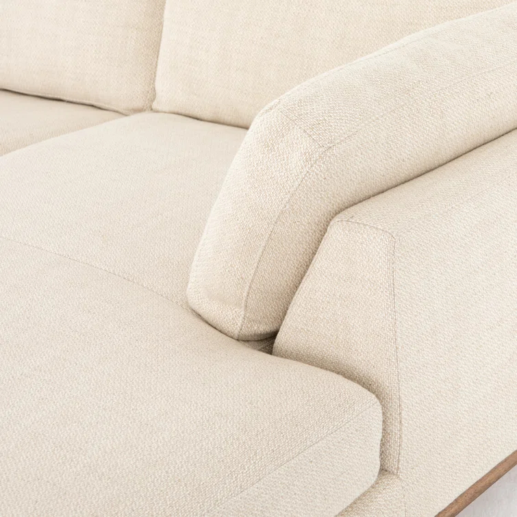 Everly Cream Fabric Two-Piece Sectional with Wood Base