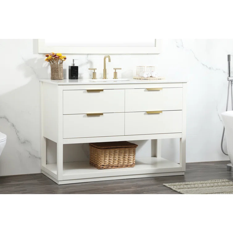 Hokku Designs Greenburg 48'' Single Bathroom Vanity with Engineered Marble Top