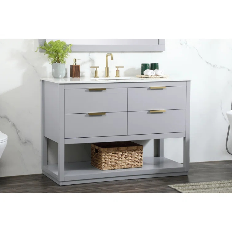 Greenburg 48'' Single Bathroom Vanity with Quartz Top
