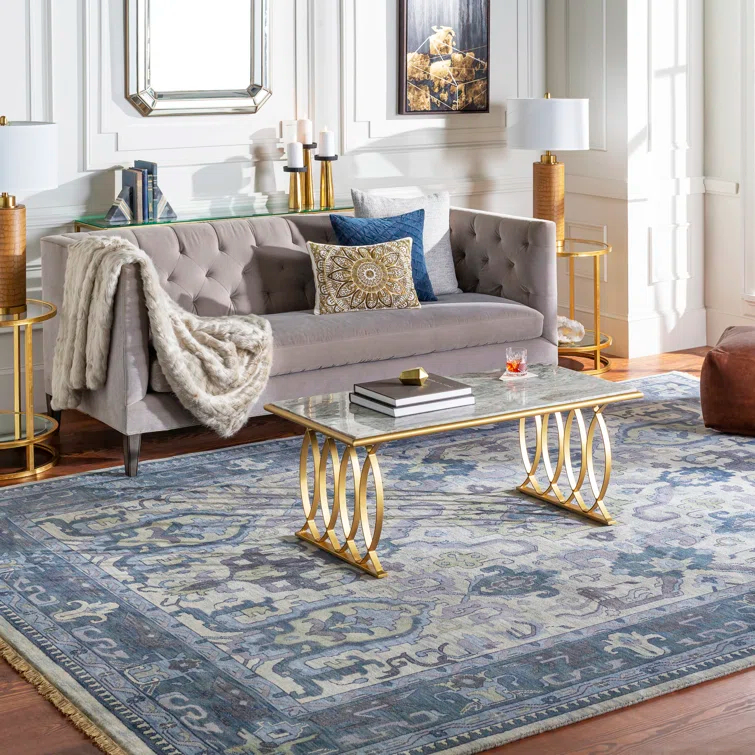 Hand-Knotted Blue Wool Round Bohemian Accent Rug