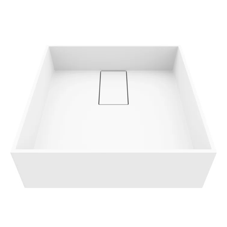 VIGO VG04021 Bryant 15" L x 15" W x 5" H Matte White Handmade Square Vessel Bathroom Sink