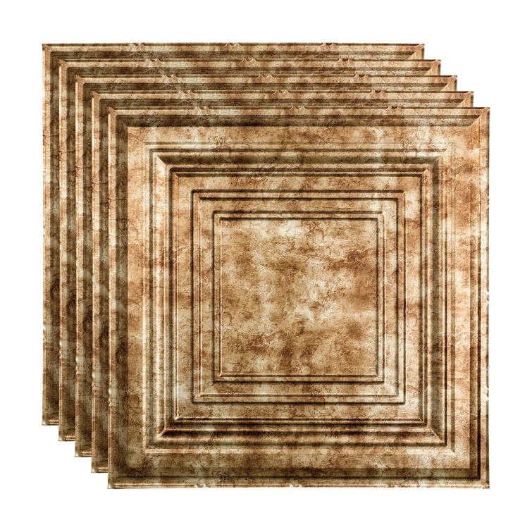 Traditional 24'' L x 24'' W Textured PVC Drop-In Ceiling Tile