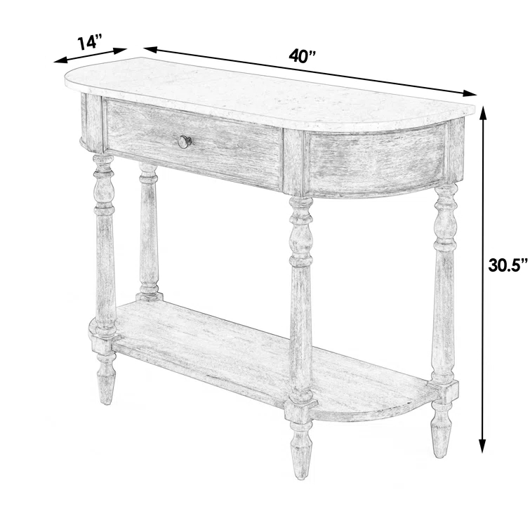 Aberdale Demilune Console Table with Storage in Umber and Marble