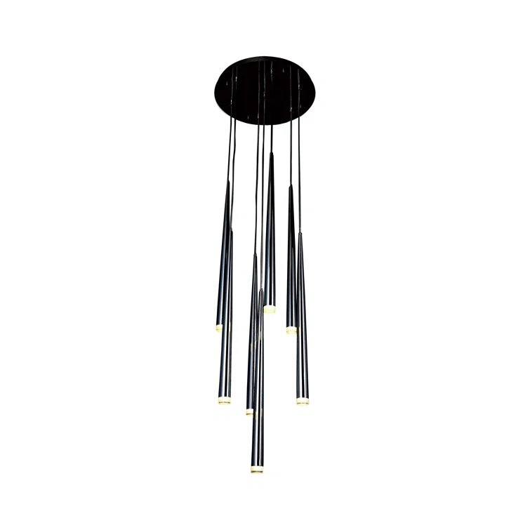 Black Chrome 7-Light Pendant with Glass Shades