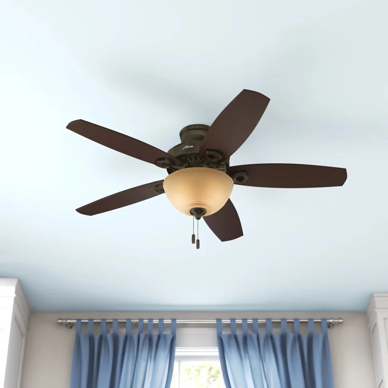 52" Builder Deluxe 5 - Blade Standard Ceiling Fan with Pull Chain and Light Kit Included