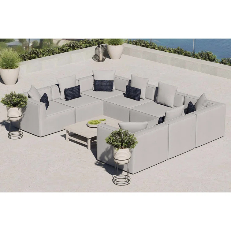 Saybrook Outdoor Patio Upholstered 8-Piece Sectional Sofa