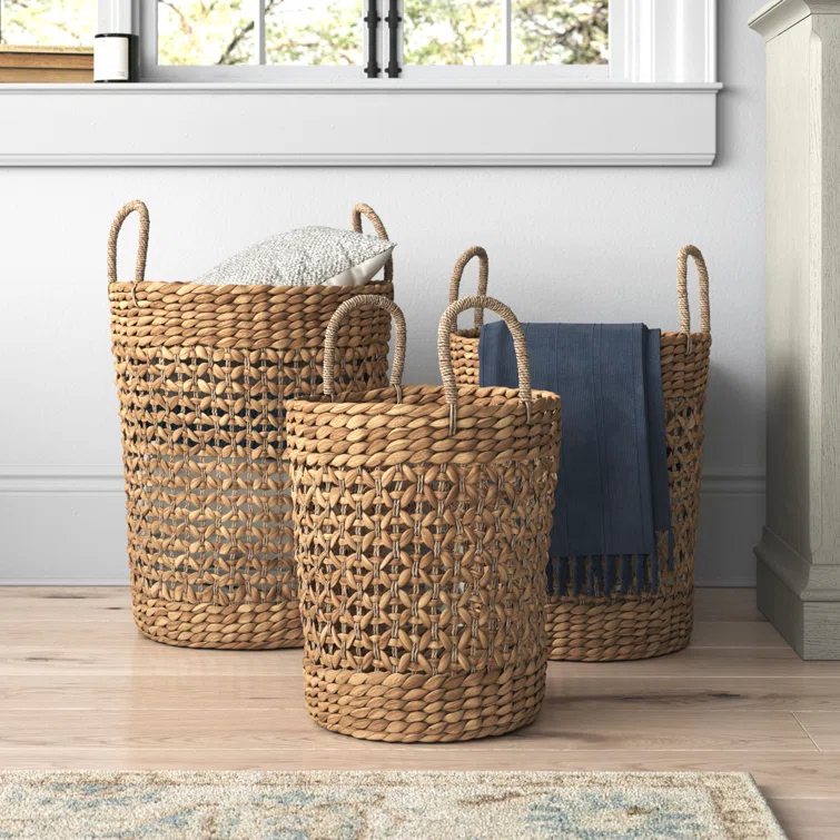 Seagrass Handmade Woven Decorative and Functional Storage Basket with Handles