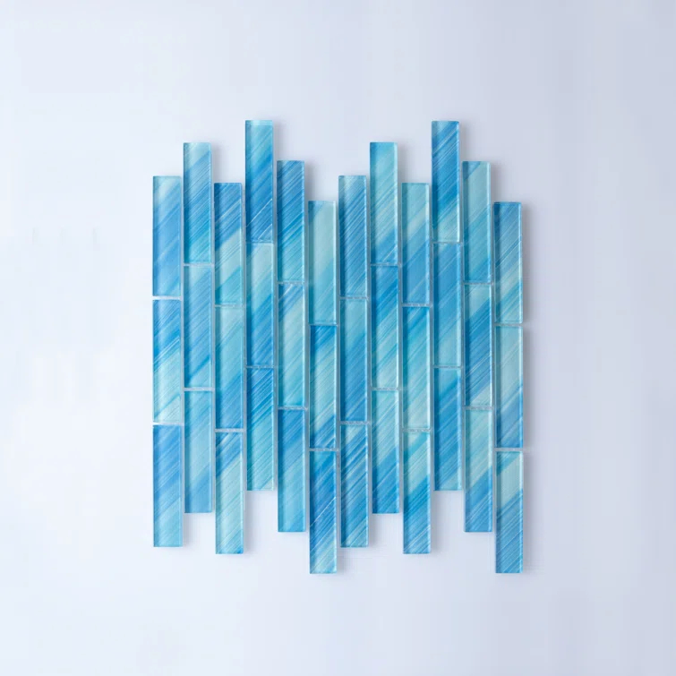 Premium Hand Painted 1" x 4" Straight Edge Glass Mosaic Tile