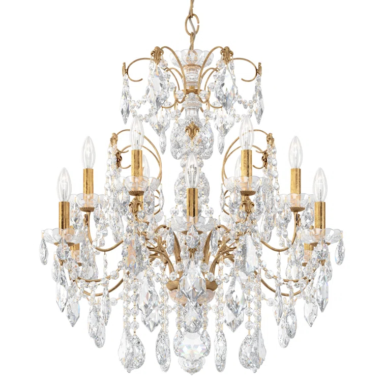 Century 12 - Light Glass Dimmable Classic / Traditional Chandelier