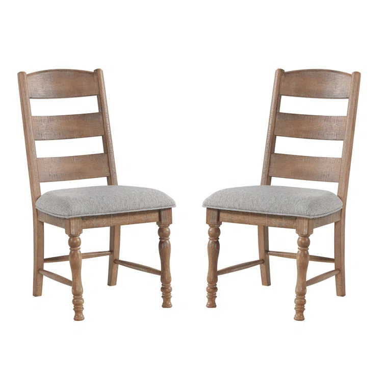 Labruna Ladder Back Side Chair with Cushion Seat, Sandwash