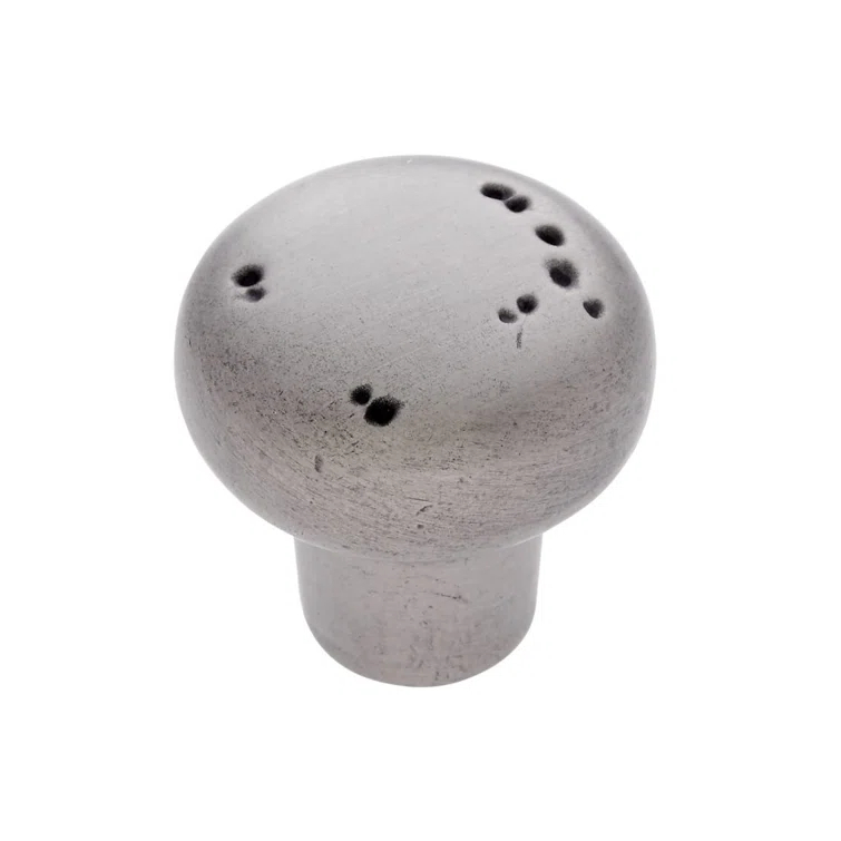 Rustic Nickel Round Knob with Distressed Finish