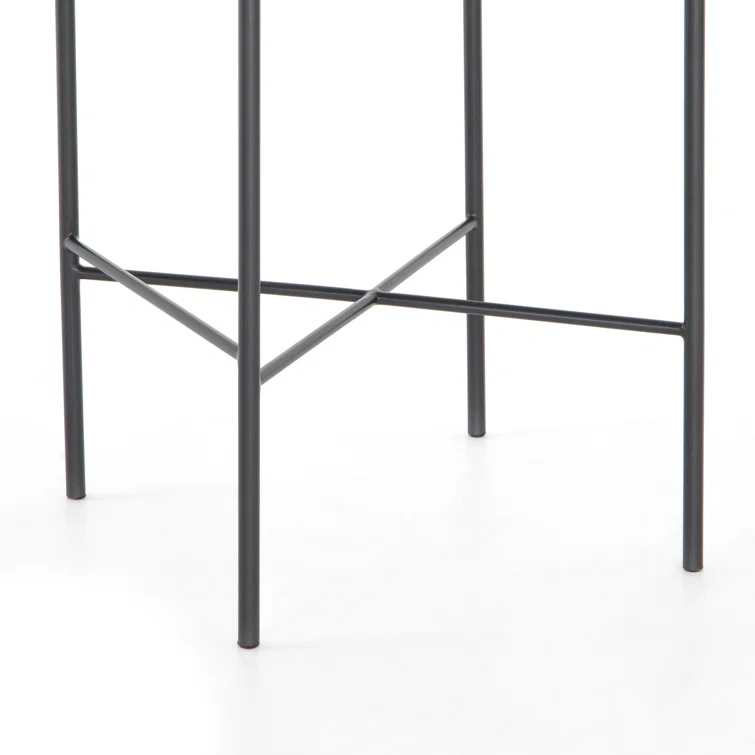Garza 44'' Smoke Grey Genuine Leather & Iron Bar Stool