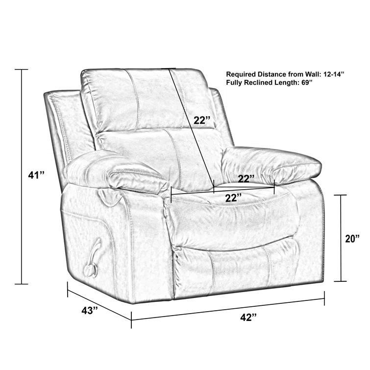 Akylah 42" Wide Leather Match Rocker Standard Recliner
