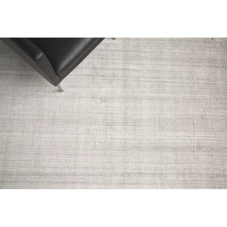 Handmade Silver Stripe Wool and Viscose 8' x 10' Area Rug