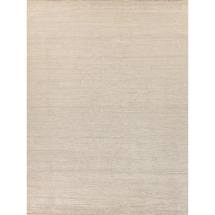Kaza Striped Hand-Knotted Wool White/Ivory Area Rug