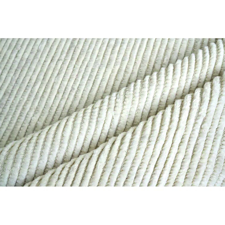 Kaza Striped Hand-Knotted Wool White/Ivory Area Rug