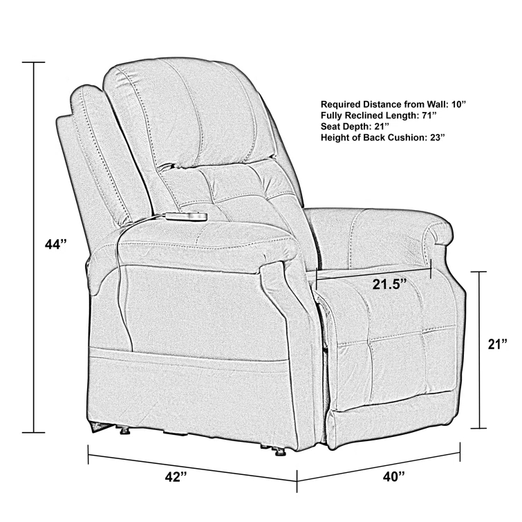 Haywood Power Lift Assist Lay Flat Recliner with Adjustable Headrest and Heat & Massage