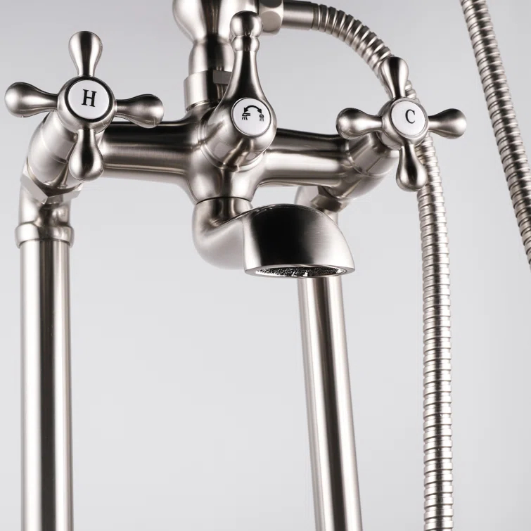 Tahoe 2 Handle Floor Clawfoot Tub Faucet with Diverter