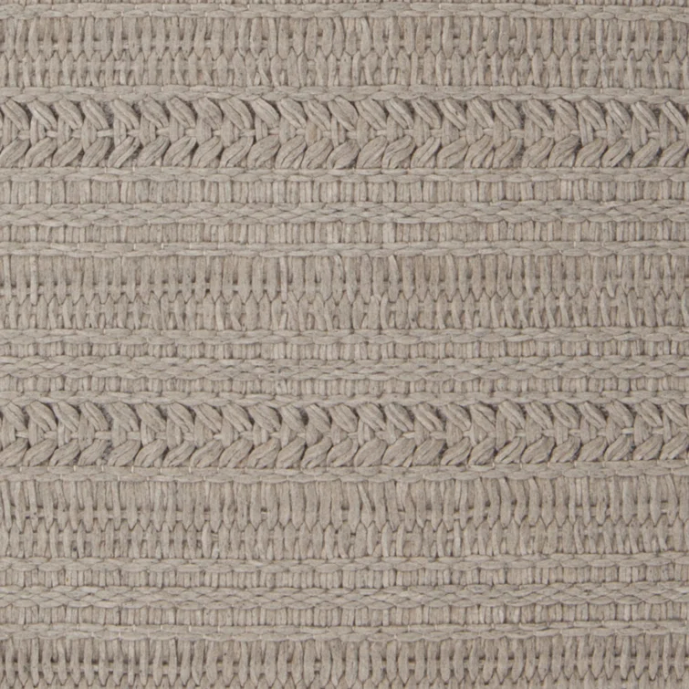 Taupe Rectangular Hand-Woven Wool Area Rug with Cotton Backing