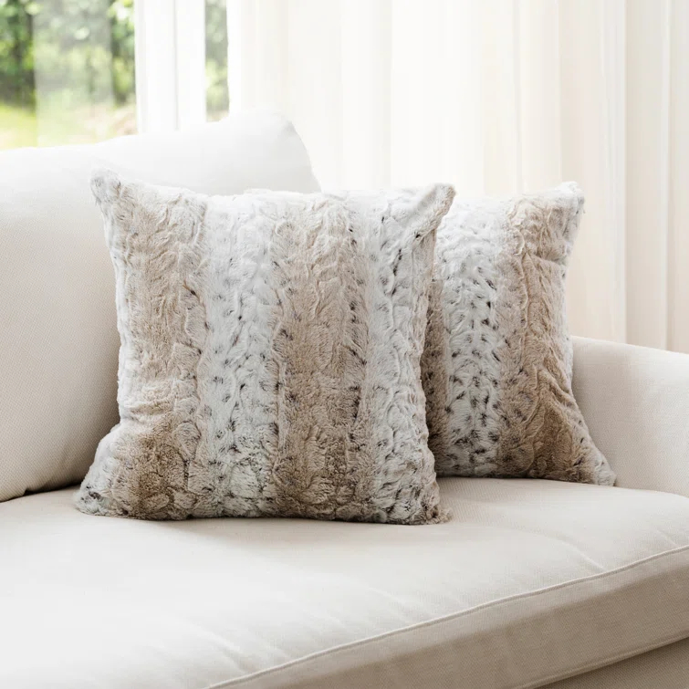 Cheer Collection Animal Print Faux Fur Throw Pillow (Set of 2)