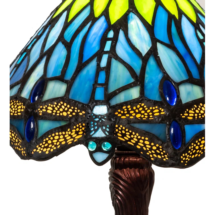 230981 Meyda 13" High Tiffany Hanginghead Dragonfly Table Lamp