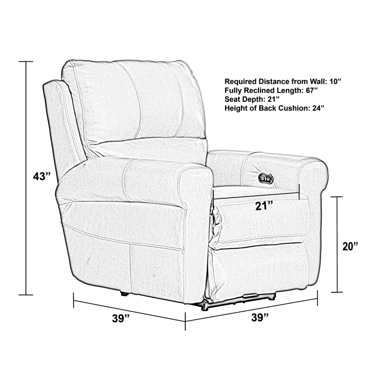 Nicey Italian Leather Match Power Recliner