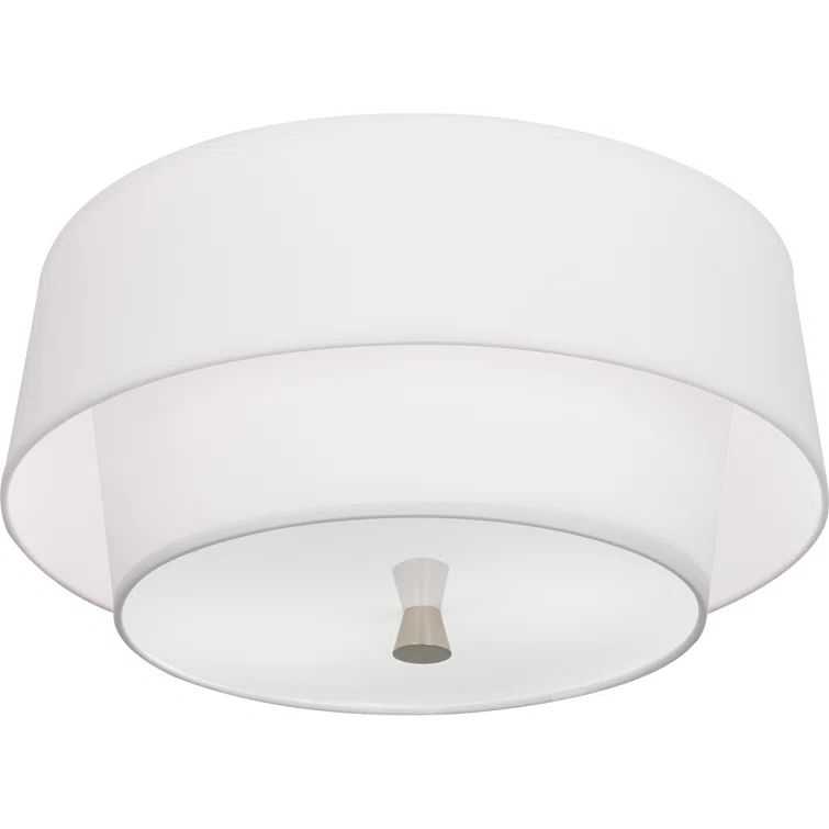 Decker 17" Polished Nickel and White Flush Mount Light