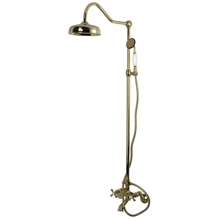 Kingston Brass Kingston Brass Vintage Two-Handle 2-Hole Wall Mount Clawfoot Tub Faucet Package with Shower Combo and Hand Shower CCK2662