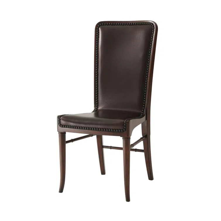 Theodore Alexander Vanucci Eclectics 19.75'' H Genuine Leather Upholstered Side Chair (Set of 2)
