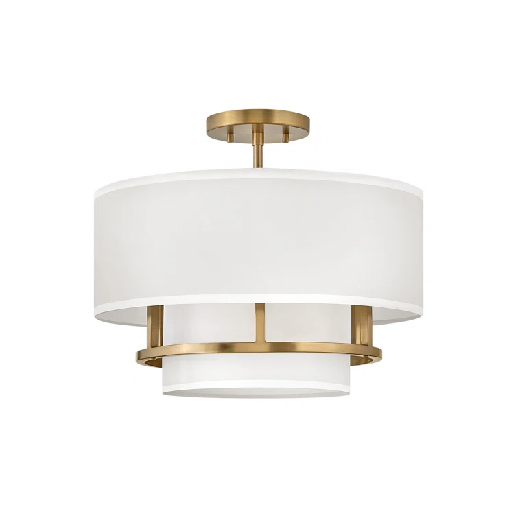 Graham Three-Light Semi-Flush Mount Ceiling Light w/ Faux Parchment Shades