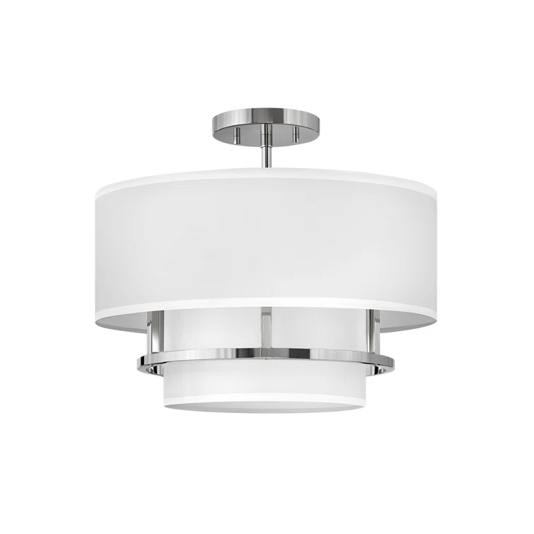 Graham Three-Light Semi-Flush Mount Ceiling Light w/ Faux Parchment Shades