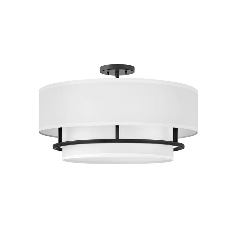 Graham Four-Light Semi-Flush Mount Ceiling Light w/ Faux Parchment Shades