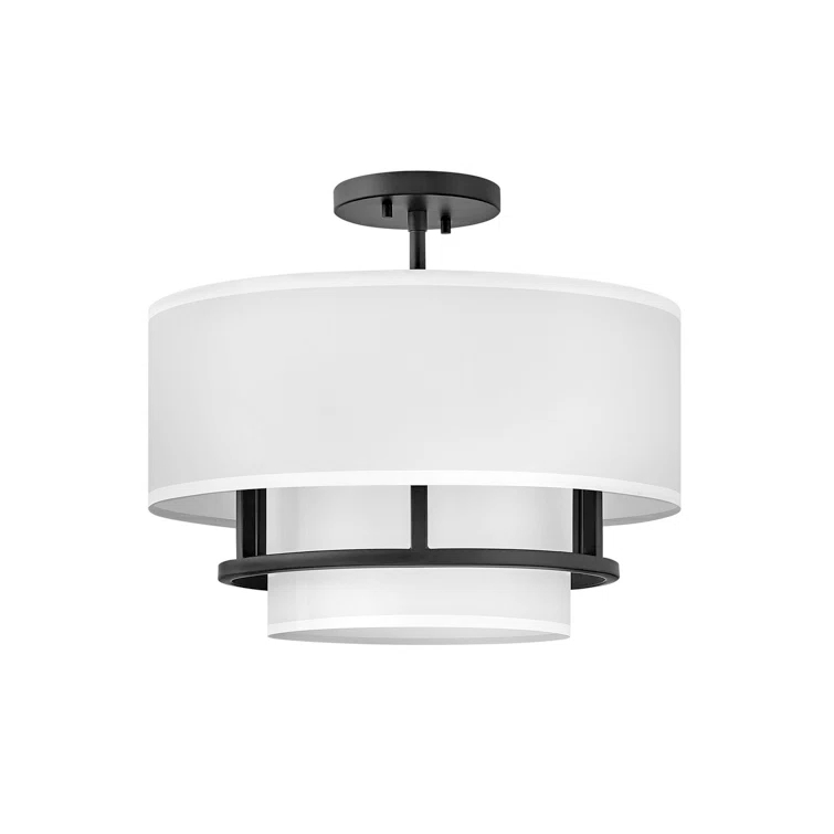 Graham Three-Light Semi-Flush Mount Ceiling Light w/ Faux Parchment Shades
