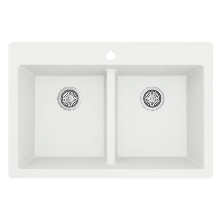 Karran Quartz 33'' X 22'' 50/50 Double Bowl Composite Drop-in Kitchen Sink