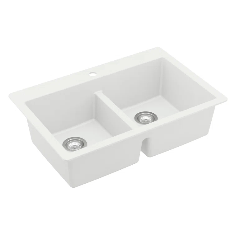 Karran Quartz 33'' X 22'' 50/50 Double Bowl Composite Drop-in Kitchen Sink