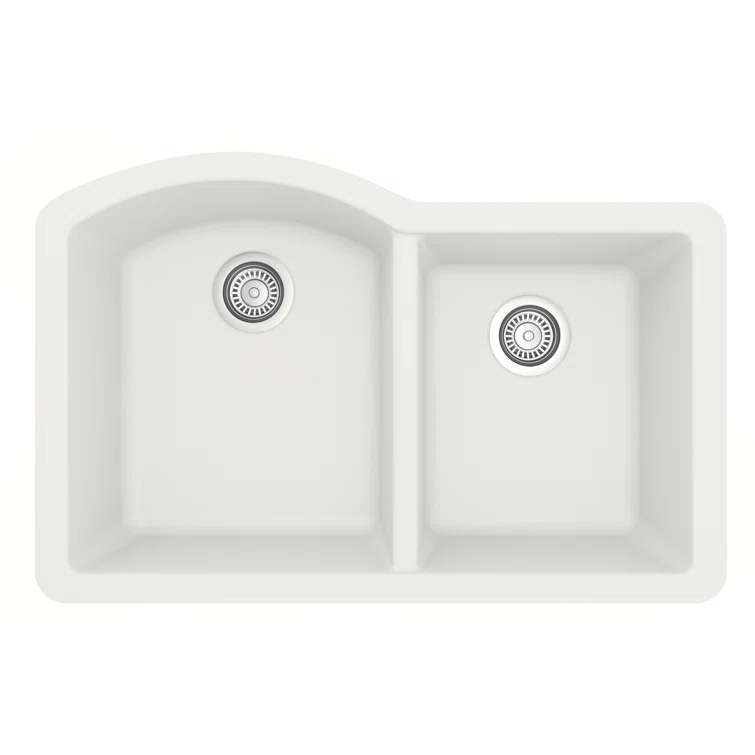 Karran Undermount Quartz Composite 32'' X 21'' 60/40 Double Bowl Kitchen Sink