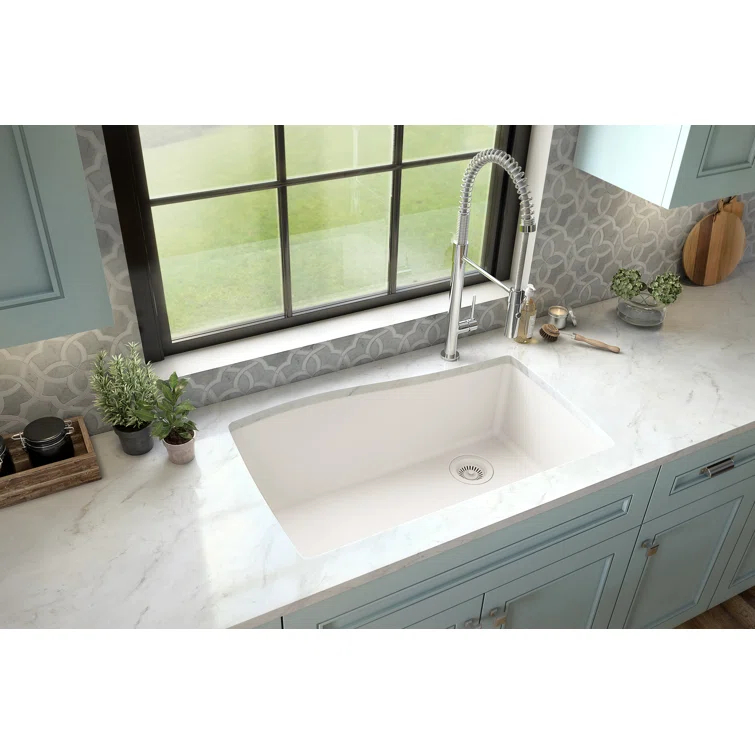 Karran Karran Undermount Quartz Composite 33-1/2'' X 21'' Single Bowl Kitchen Sink QU-722-WH