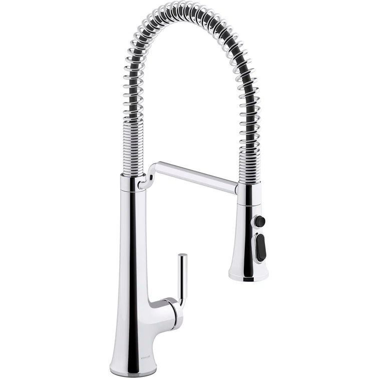 Kohler Tone Single Handle Semi-Professional Pre-Rinse Kitchen Sink Faucet with Three-Function Pull Down Sprayer