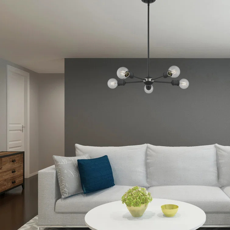 5 - Light Steel Dimmable Sputnik Sphere Chandelier