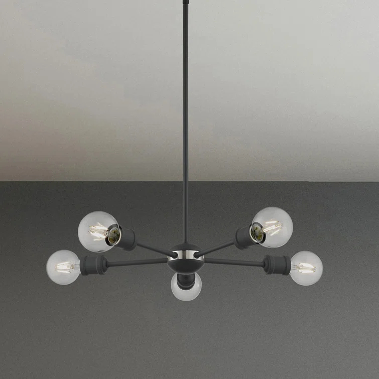 5 - Light Steel Dimmable Sputnik Sphere Chandelier