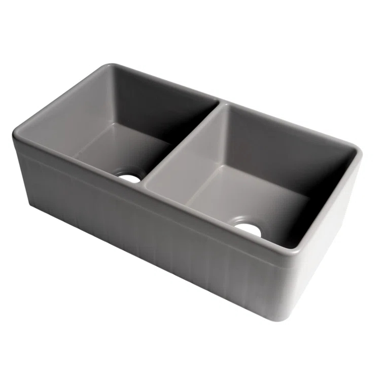 33'' L Farmhouse / Apron Double Bowl Fireclay Kitchen Sink