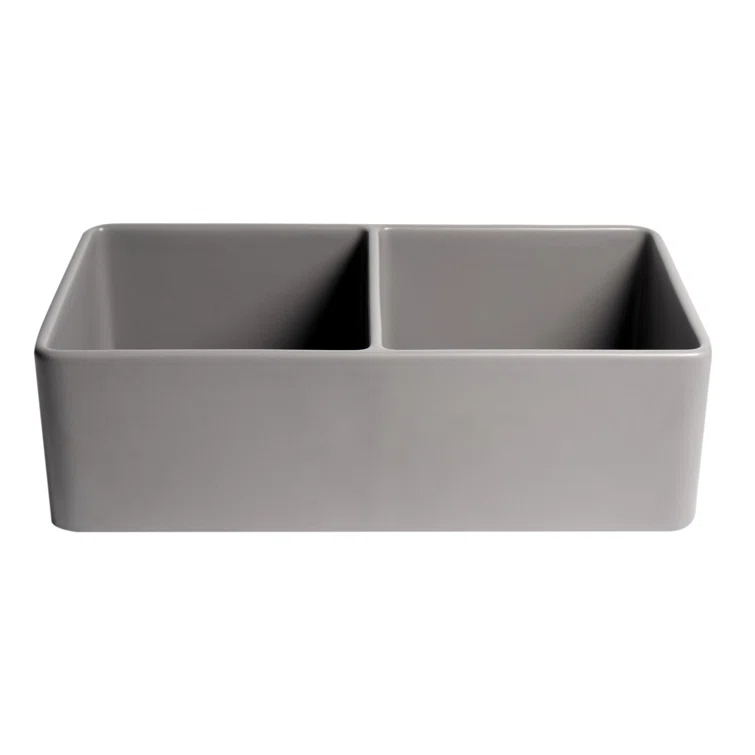 33'' L Farmhouse / Apron Double Bowl Fireclay Kitchen Sink