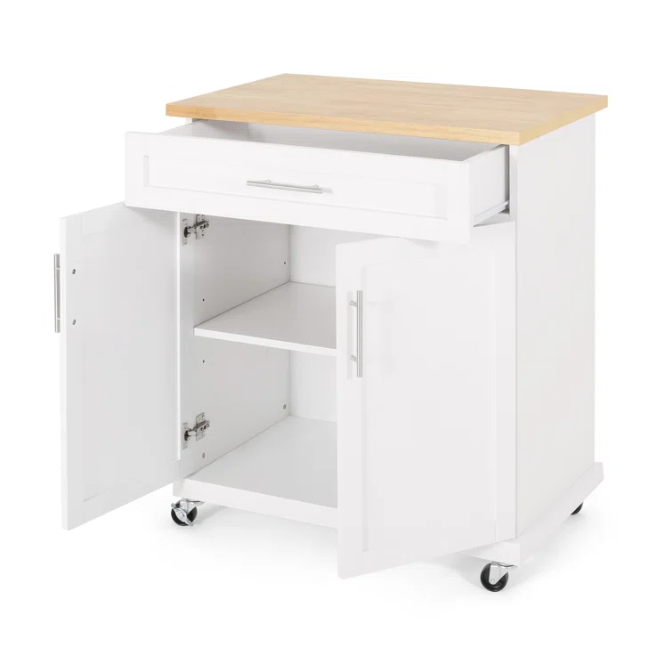 Red Barrel Studio® Modern Functional Kitchen Cart with Manufactured Wood Top,Storage Cart with Drawer