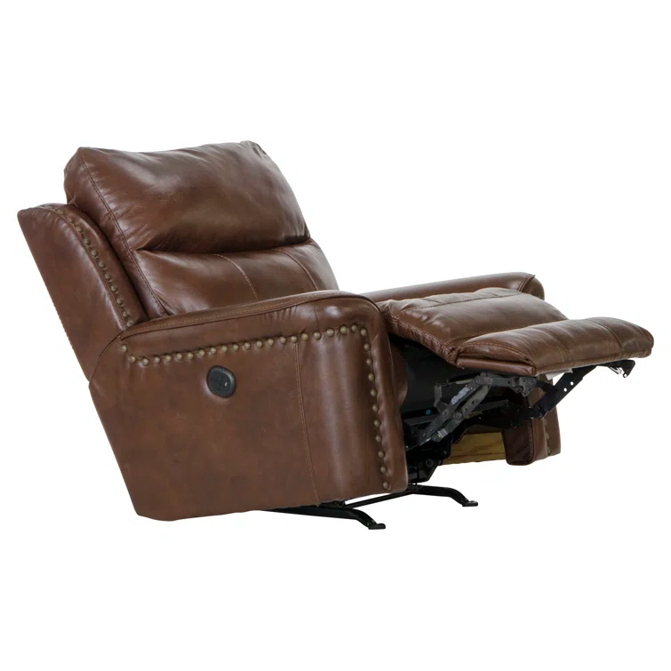 Hildi Top Grain Italian Leather Match Power Recliner with USB Charging Port